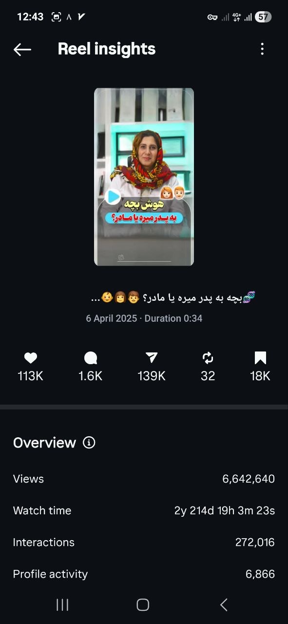 نمونه اینستاگرام دکتر شهرزاد محمدی‌زاده ۱